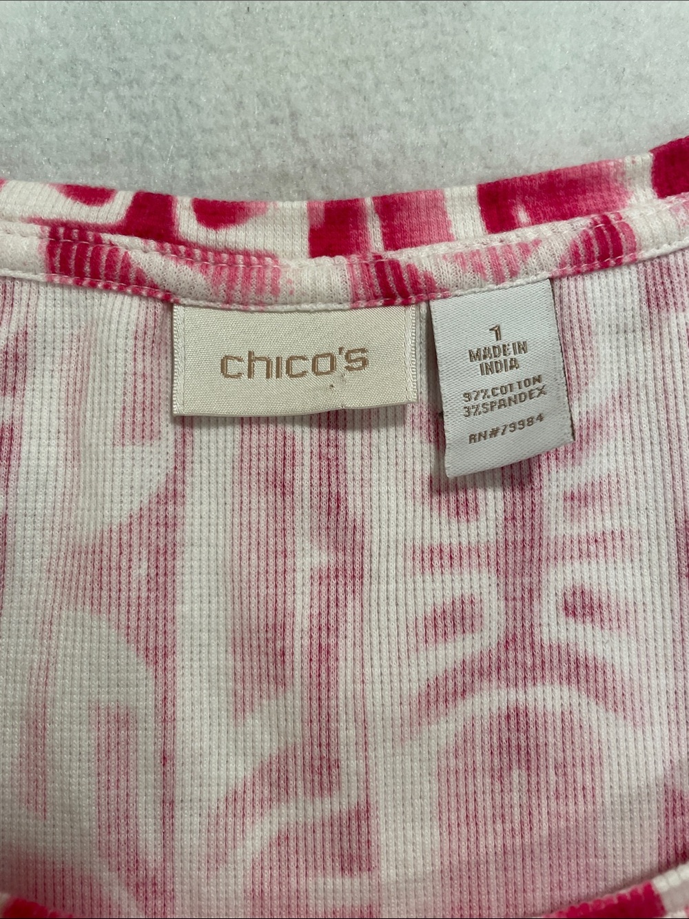Chico's Hot Pink and White Geometric Tank - Picture 2 of 6